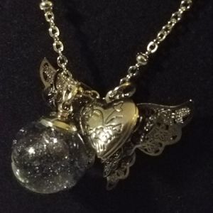 SOLD-Snow globe stainless steel beaded chain